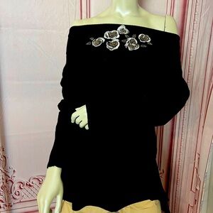 Beautiful Off-the-shoulder Sweater! Would look great for the Holidays!